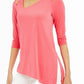 Alfani Women's Cold Shoulder Asymmetrical Top Pink Size L