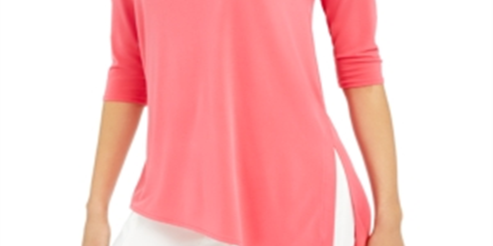 Alfani Women's Cold Shoulder Asymmetrical Top Pink Size L