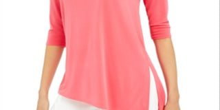 Alfani Women's Cold Shoulder Asymmetrical Top Pink Size L
