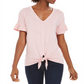 Style & Co Women's Flutter Sleeve Tie Front Top Pink Size Medium