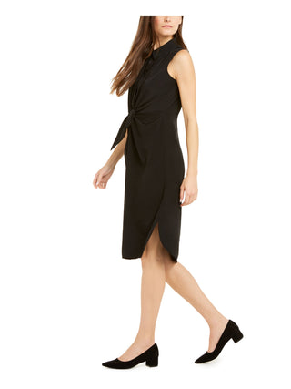Alfani Women's Sleeveless Crew Neck Below the Knee Formal Shirt Dress Black Size 4