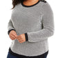 Charter Club Women's Plus Metallic Ribbed Trim Sweater Black Size 0X
