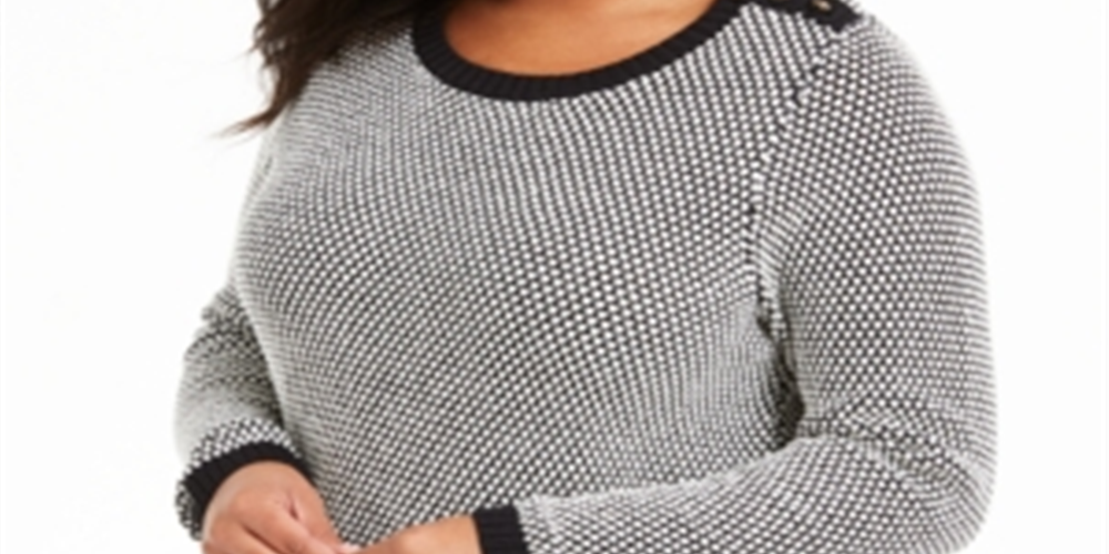 Charter Club Women's Plus Metallic Ribbed Trim Sweater Black Size 0X