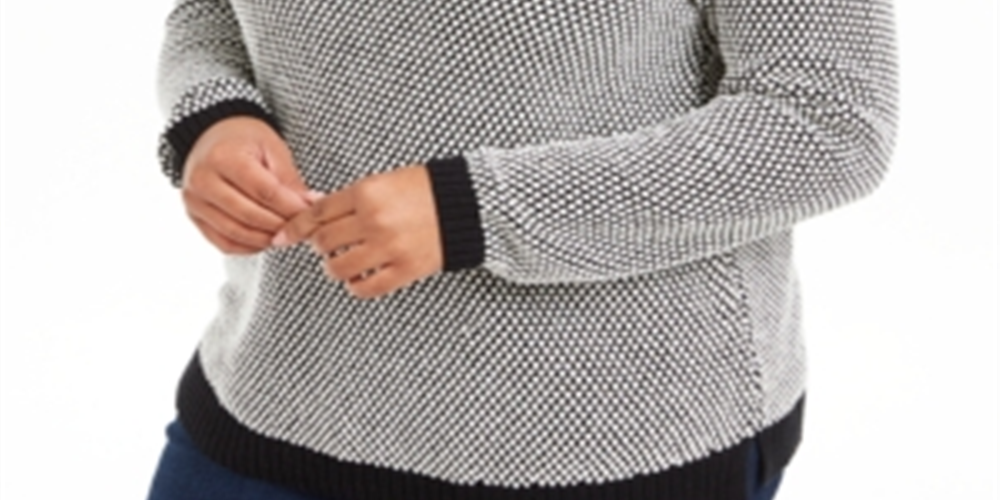 Charter Club Women's Plus Metallic Ribbed Trim Sweater Black Size 0X