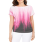 JM Collection Women's Printed Dolman Sleeve Grommet Top Purple Size Small