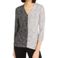 Alfani Women's Printed Two Tone Top Black Size Petite S