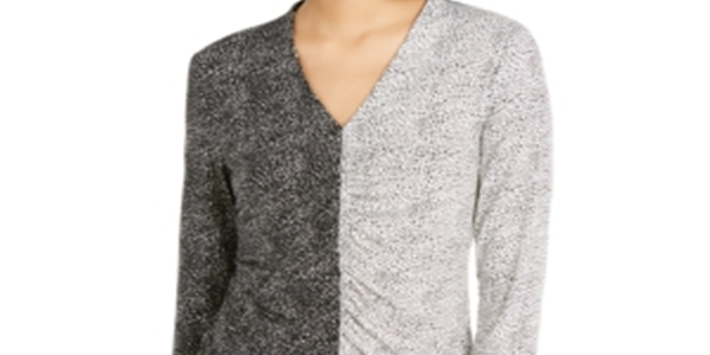 Alfani Women's Printed Two Tone Top Black Size Petite S