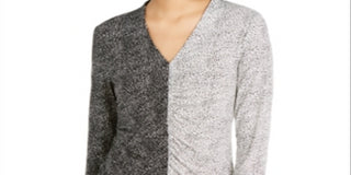 Alfani Women's Printed Two Tone Top Black Size Petite S