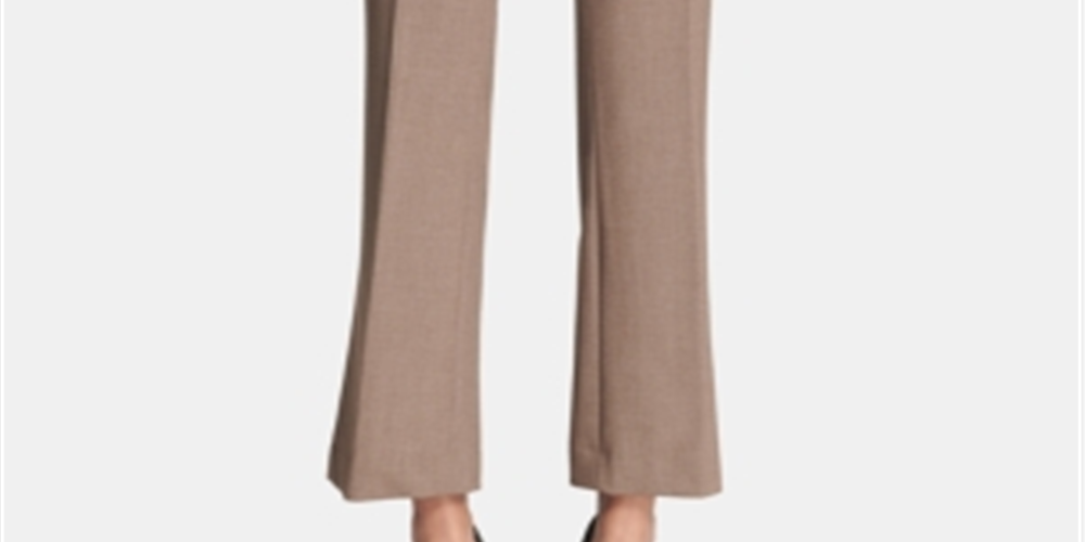 Calvin Klein Women's Zippered Pocketed Wear to Work Straight Leg Pants Brown Size 8 Petite