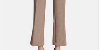 Calvin Klein Women's Zippered Pocketed Wear to Work Straight Leg Pants Brown Size 8 Petite