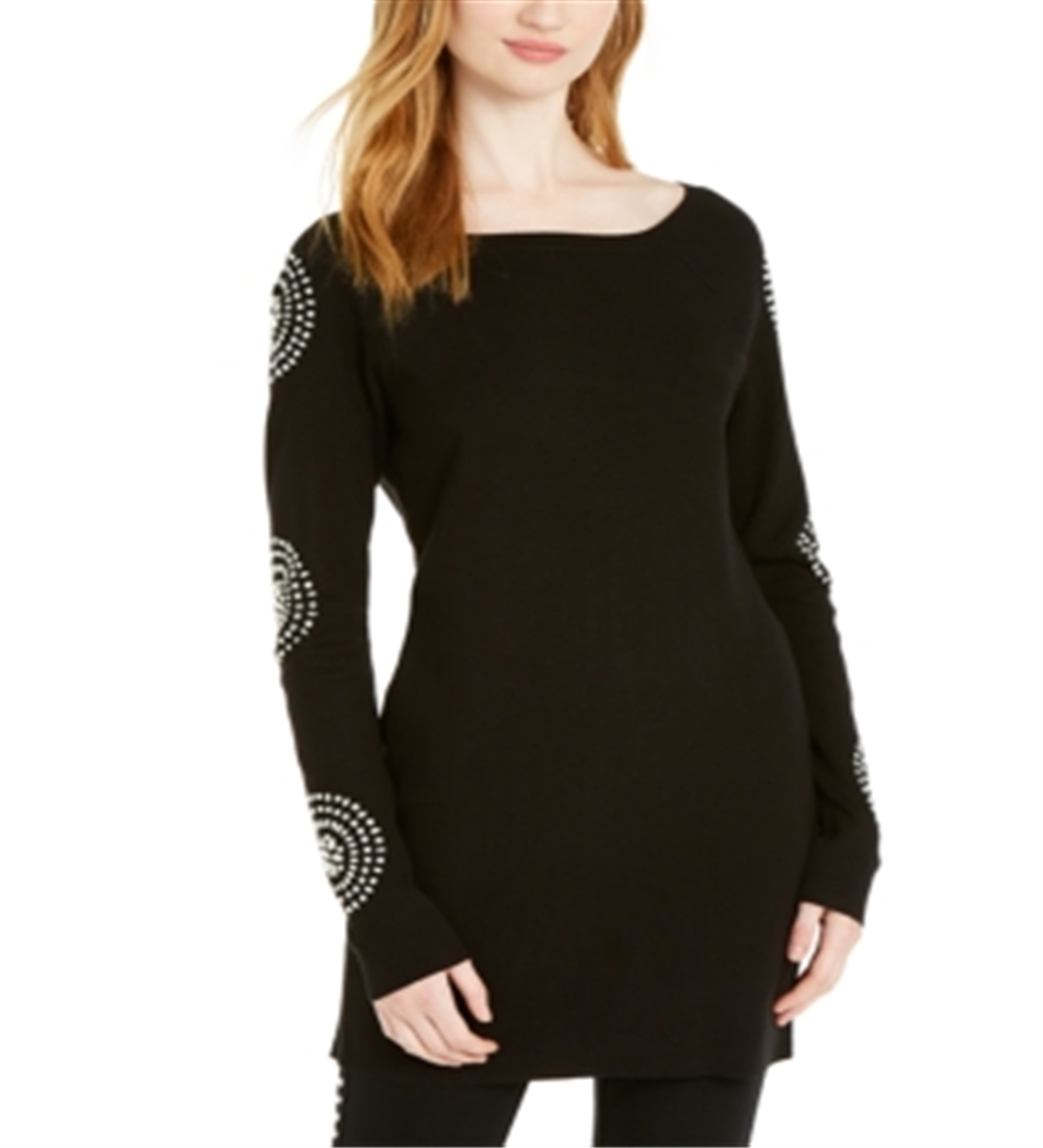 INC International Concepts Women's Medallion Sleeve Tunic Black Size Petite L