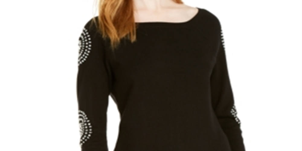 INC International Concepts Women's Medallion Sleeve Tunic Black Size Petite L