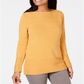 Karen Scott Women's Cotton Boat Neck Sweater Yellow Size Medium