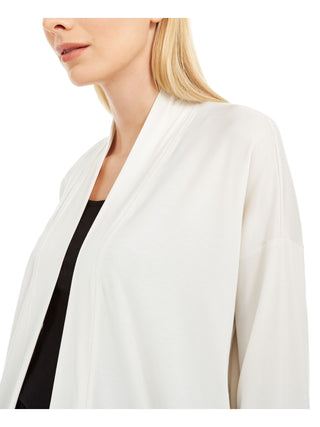 Eileen Fisher Women's Heather Long Sleeve Open Cardigan Blouse Formal Sweater Beige Size Petite Medium