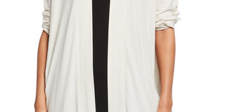 Eileen Fisher Women's Heather Long Sleeve Open Cardigan Blouse Formal Sweater Beige Size Petite Medium