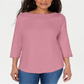 Karen Scott Women's Cotton Lace Trim Top Pink Size Medium