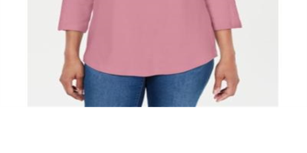 Karen Scott Women's Cotton Lace Trim Top Pink Size Medium