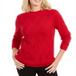 Karen Scott Women's Beaded Cable Mock Neck Sweater Red Size Medium