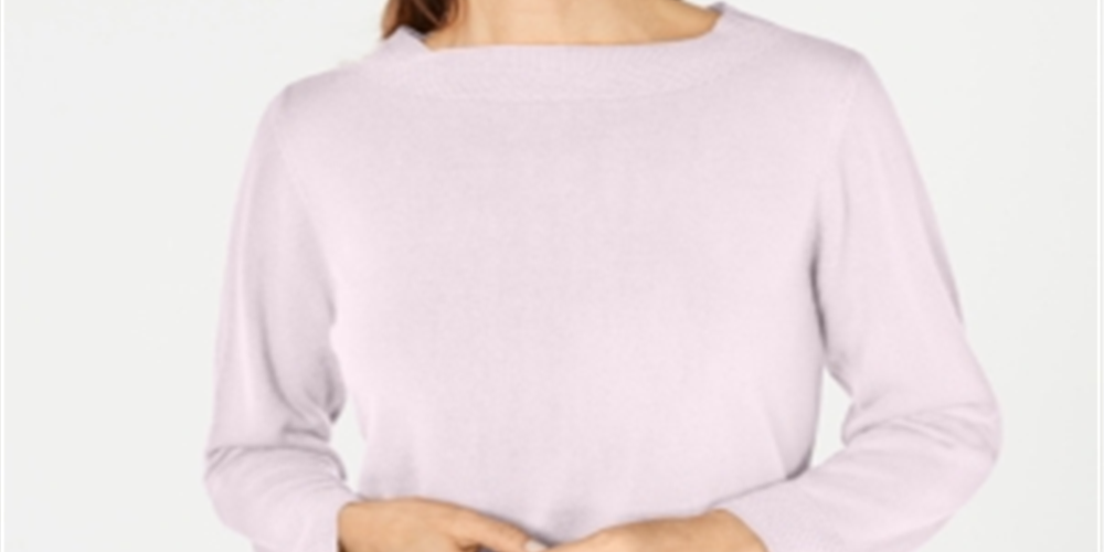 Karen Scott Women's Bateau Neck Long Sleeve Sweater Pink Size X-Small