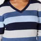 Karen Scott Women's Colorblocked V Neck Cotton Sweater Blue Size X-Large