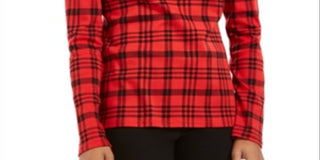 Charter Club Women's Cotton Plaid Top Red Size XX-Large