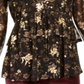 Style & Co Women's Floral Print Ruffle Mesh Top Black-Gold Size Petite M
