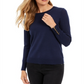 Charter Club Women's Button Cuff Merino Wool Sweater Blue Size Petite S/M