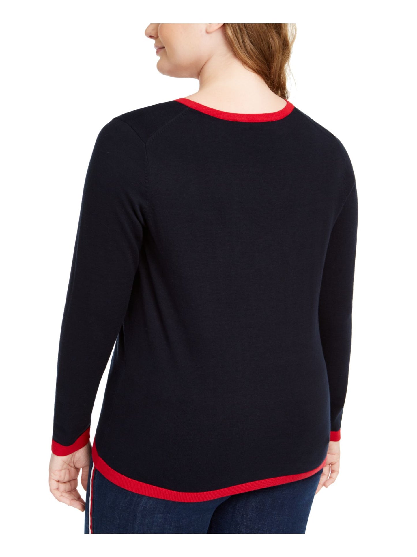 Tommy Hilfiger Women's Plus Argyle Cotton Sweater Navy Size 3X