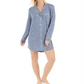 Alfani Women's Cozy Knit Button Front Sleep Shirt Blue Size XS