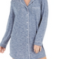Alfani Women's Cozy Knit Button Front Sleep Shirt Blue Size XS