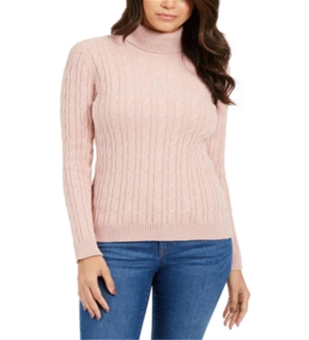 Charter Club Women's Cable Turtleneck Sweater Pink Size Small