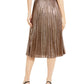 Alfani Women's Patterned Below the Knee Knife Pleated Skirt Brown Size Medium