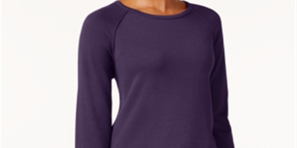 Karen Scott Women's Curved Hem Pullover Sweater Purple Size Petite Small