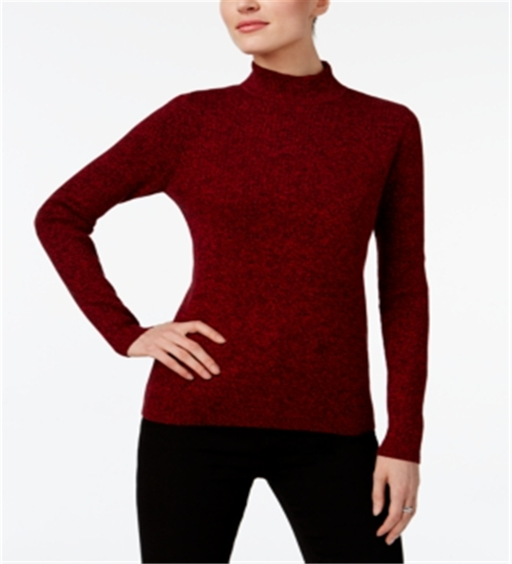 Karen Scott Women's Cotton Mock Neck Sweater Red Size X-Small