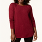Karen Scott Women's Long Sleeve Curved Hem Sweater Red Size Petite Medium