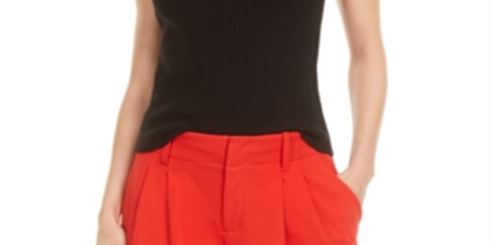 Bar III Women's Ribbed Knit Square Neck Tank Top Sweater Black Size X-Large