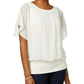 JM Collection Women's Sheer Dressy Blouse Nude Size Small