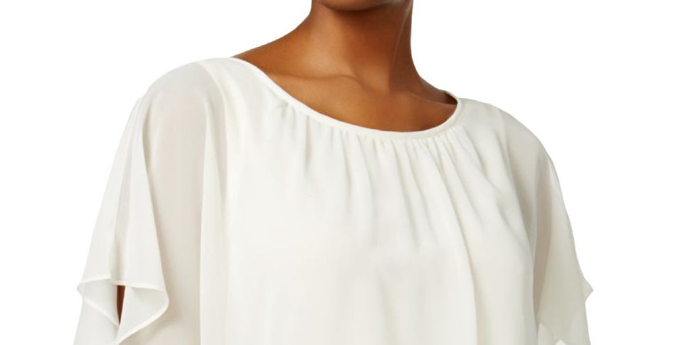 JM Collection Women's Sheer Dressy Blouse Nude Size Small