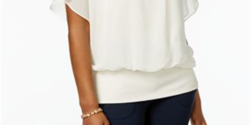 JM Collection Women's Sheer Dressy Blouse Nude Size Small