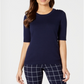 Charter Club Women's Elbow-Sleeve Sweater Navy Size Petite L