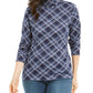 Karen Scott Women's Plaid Turtleneck Blue Size Large