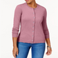 Karen Scott Women's Crew Neck Cardigan Pink Size Small