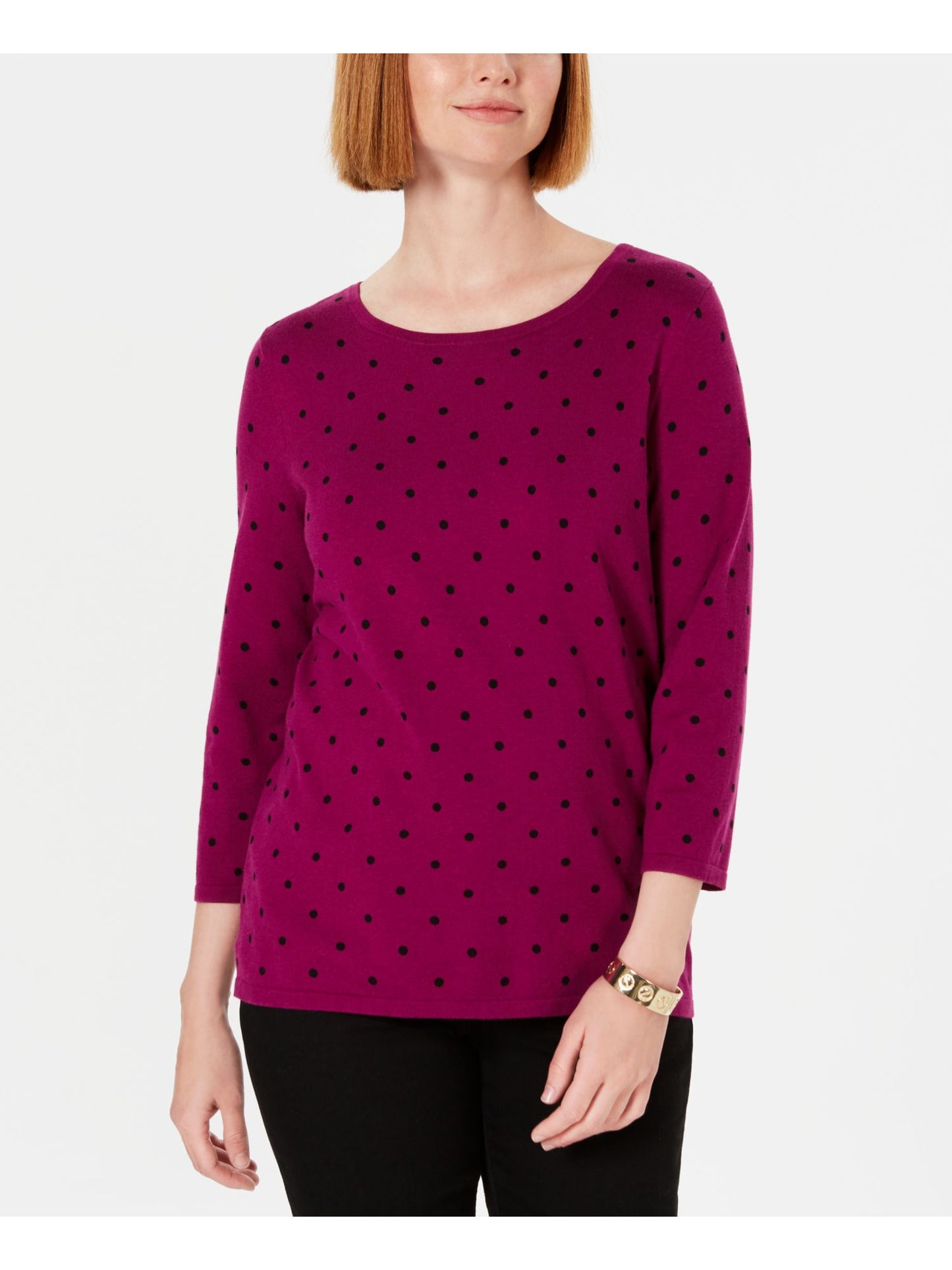 Karen Scott Women's Dot Dream Sweater Purple Size Large