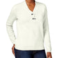 Karen Scott Women's Hardware V Neck Cotton Sweater White Size Large