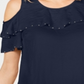 JM Collection Women's Ruffled Off the Shoulder Top Blue Size Medium
