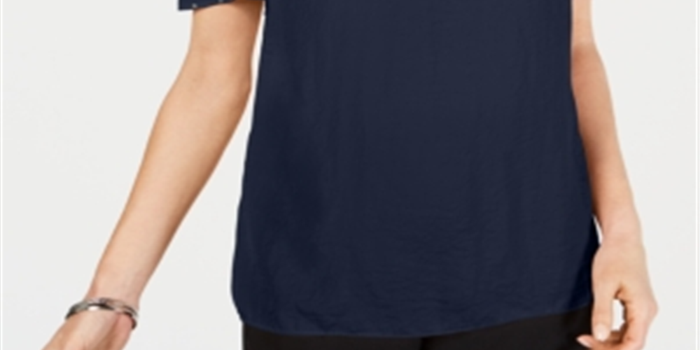 JM Collection Women's Ruffled Off the Shoulder Top Blue Size Medium