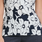 DKNY Women's Pleated Tie Floral Sleeveless V Neck Top Blue Size Large