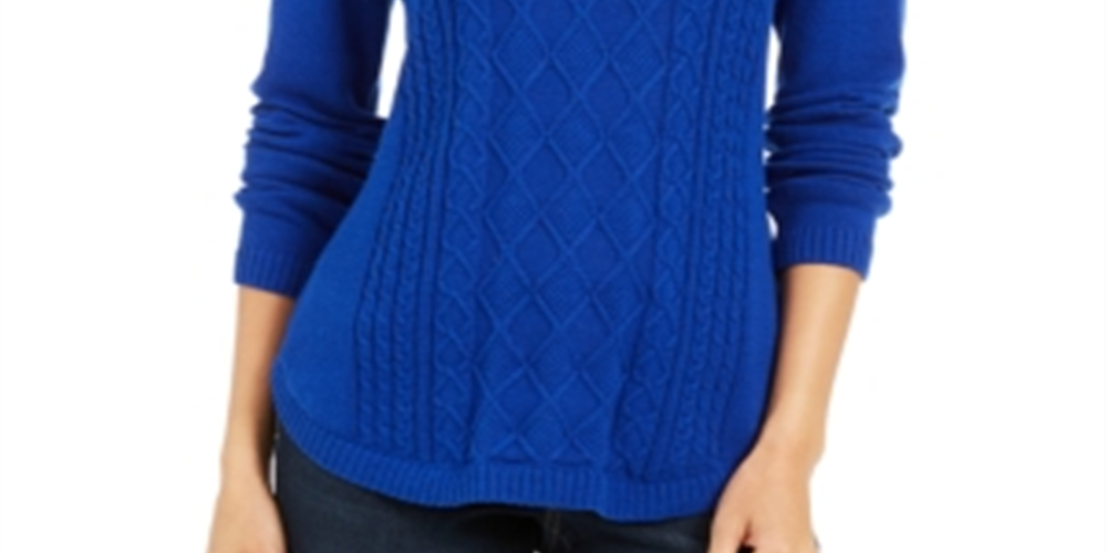 Charter Club Women's Cable Sweater Blue Size Medium