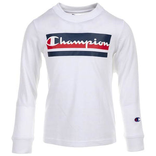 Champion Little Boy's Script Long Sleeve Tee White Size 7