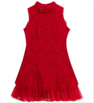 Rare Editions Big Girl's Lace Dress Red Size 10